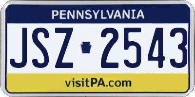 PA license plate JSZ2543