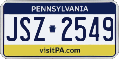 PA license plate JSZ2549