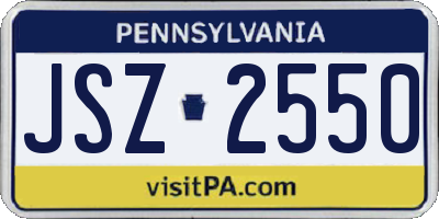 PA license plate JSZ2550
