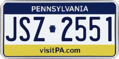 PA license plate JSZ2551