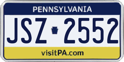 PA license plate JSZ2552