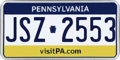 PA license plate JSZ2553