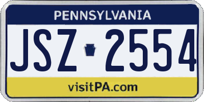 PA license plate JSZ2554