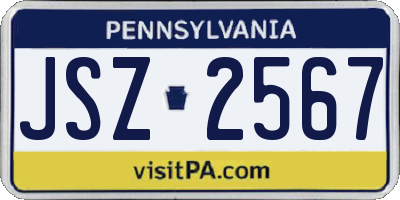 PA license plate JSZ2567