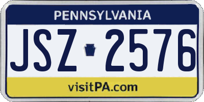 PA license plate JSZ2576