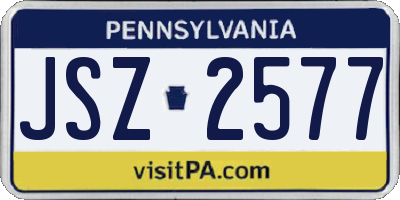 PA license plate JSZ2577