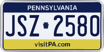 PA license plate JSZ2580