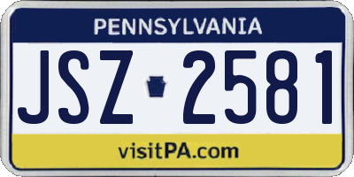 PA license plate JSZ2581