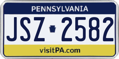 PA license plate JSZ2582
