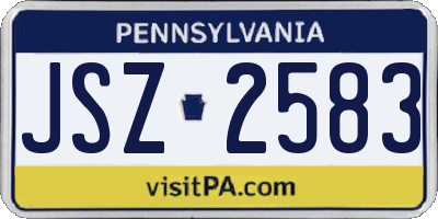 PA license plate JSZ2583