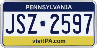 PA license plate JSZ2597