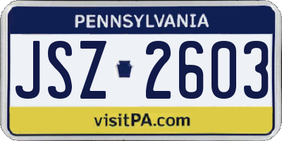 PA license plate JSZ2603