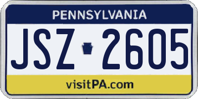 PA license plate JSZ2605