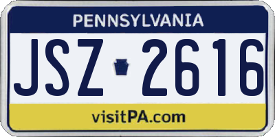 PA license plate JSZ2616