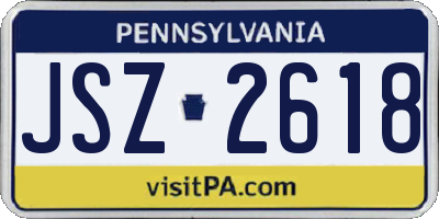 PA license plate JSZ2618