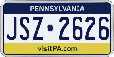 PA license plate JSZ2626
