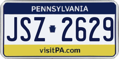 PA license plate JSZ2629