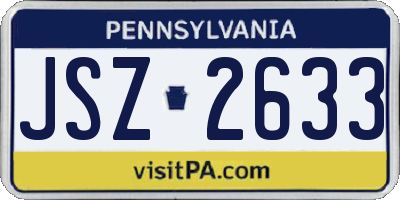 PA license plate JSZ2633