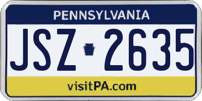 PA license plate JSZ2635