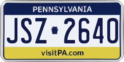PA license plate JSZ2640
