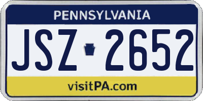 PA license plate JSZ2652