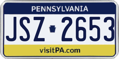 PA license plate JSZ2653