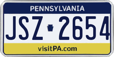 PA license plate JSZ2654