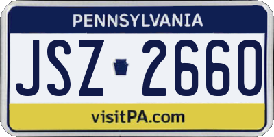 PA license plate JSZ2660