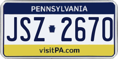 PA license plate JSZ2670