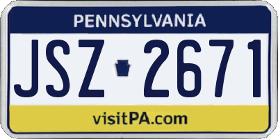 PA license plate JSZ2671