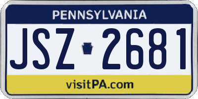 PA license plate JSZ2681
