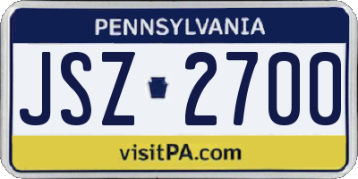 PA license plate JSZ2700