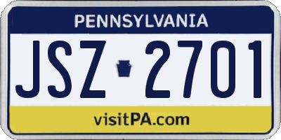 PA license plate JSZ2701