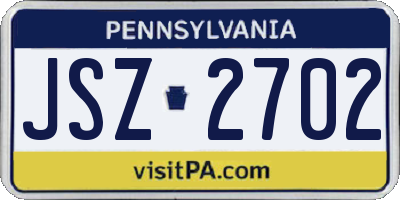 PA license plate JSZ2702