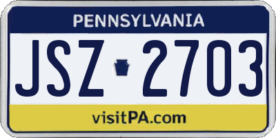 PA license plate JSZ2703