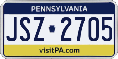 PA license plate JSZ2705