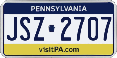 PA license plate JSZ2707