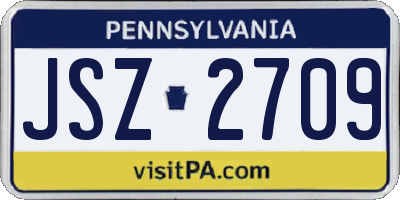 PA license plate JSZ2709