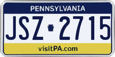 PA license plate JSZ2715