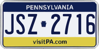 PA license plate JSZ2716