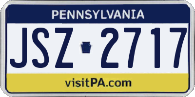 PA license plate JSZ2717