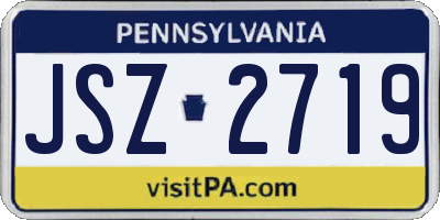PA license plate JSZ2719