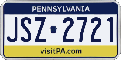 PA license plate JSZ2721
