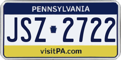 PA license plate JSZ2722