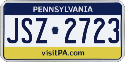 PA license plate JSZ2723