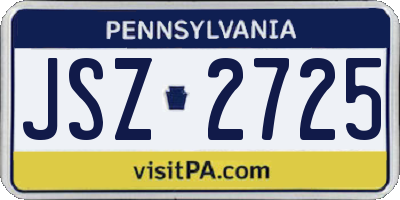 PA license plate JSZ2725