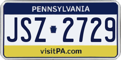 PA license plate JSZ2729