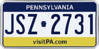 PA license plate JSZ2731