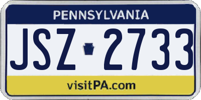 PA license plate JSZ2733