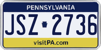 PA license plate JSZ2736